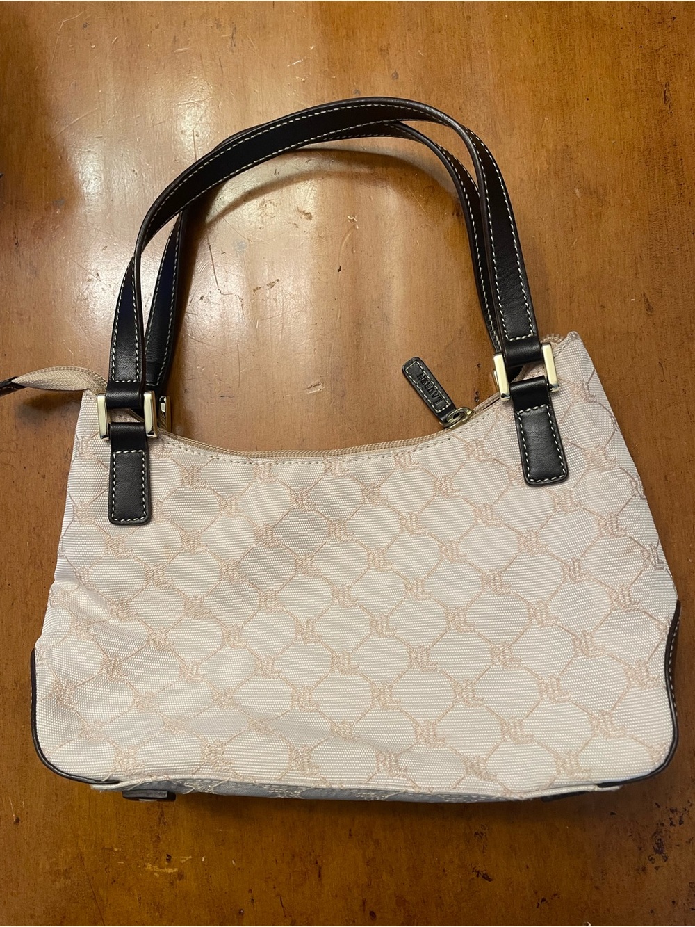 Lauren by Ralph Lauren- Cream Logo Patterned Shoulder Bag NWOT!
